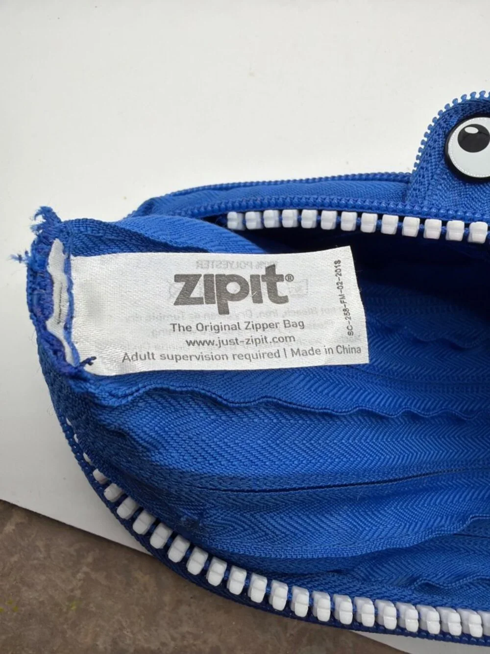 Zipit Blue Monster Zipper Pouch Pencil Case 100% Polyester Machine Washable Fun